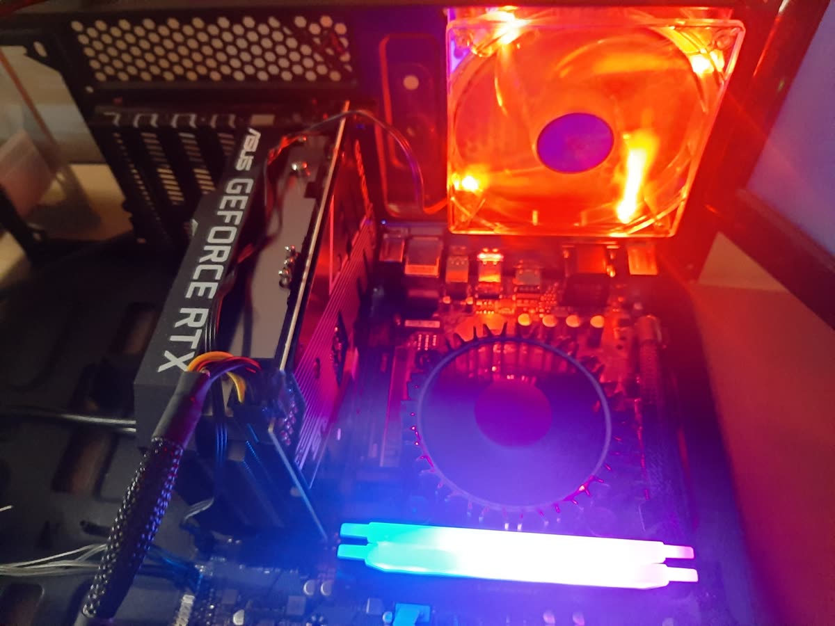 A new GeForce RTX graphics card fitted in an older PC