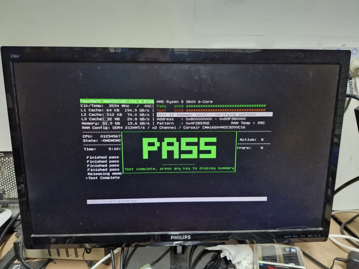 Memory test passed after a repair